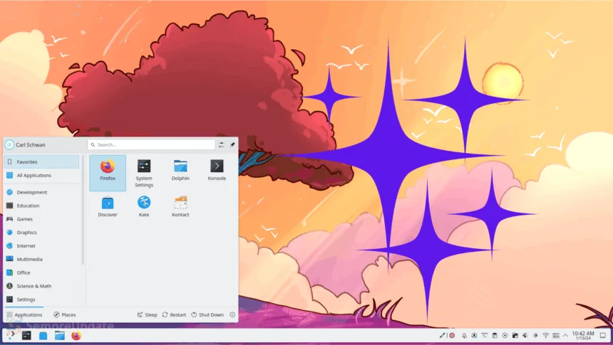interface do KDE Plasma 6.4 no ambiente desktop Linux