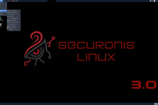 Interface do desktop da distribuição Securonis Linux 3.0 com foco em segurança