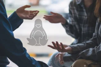 Discussão entre desenvolvedores Linux simbolizando o debate entre Linus Torvalds e bcachefs