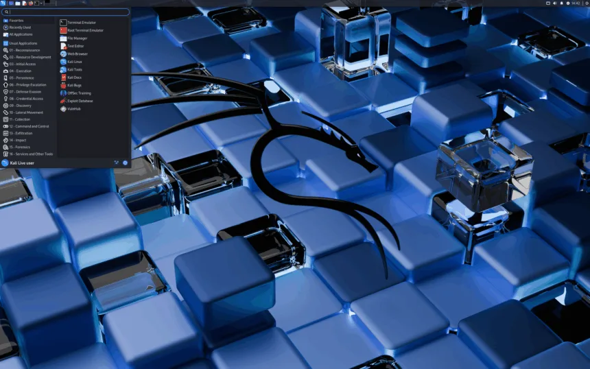 Menu do Kali Linux 2025.2 reorganizado pelo framework MITRE ATT&CK