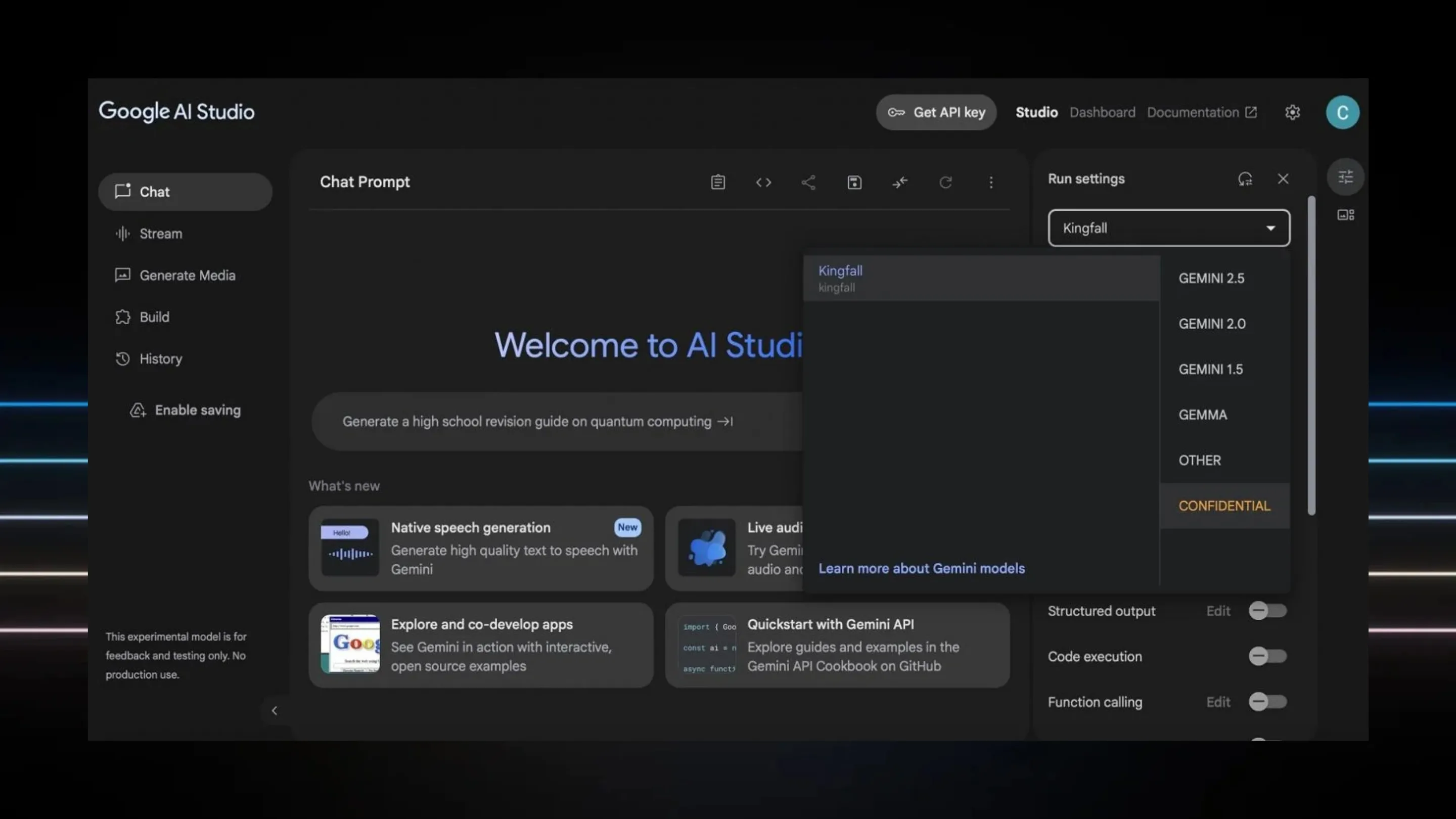 Google testa Gemini Kingfall, modelo de IA com foco avançado em codificação 2 Interface do Gemini Kingfall do Google demonstrando geração de código com foco em desenvolvimento de jogos