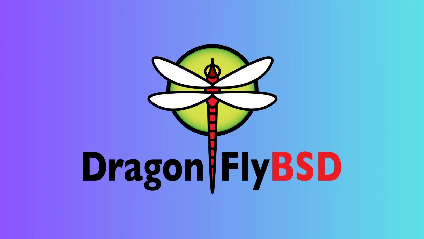 Logo do DragonFlyBSD sobre fundo colorido, representando o projeto e seus drivers gráficos atualizados.