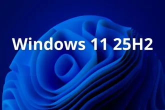 Atualização Windows 11 KB5060829 com destaque para a versão 25H2 em fundo azul
