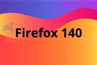 Interface do Firefox 140 com fundo colorido vibrante, destacando recursos para desenvolvedores