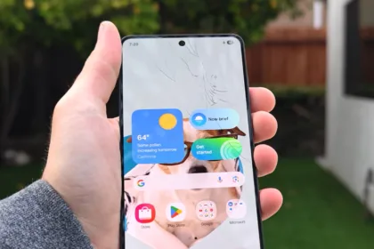 Galaxy S25 Edge em teste de queda mostrando rachaduras no vidro Gorilla Glass Ceramic 2