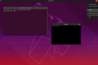 Interface do Multipass Open Source com terminal e GUI exibindo VM Ubuntu em execução
