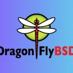 Logo do DragonFlyBSD sobre fundo colorido, representando o projeto e seus drivers gráficos atualizados.