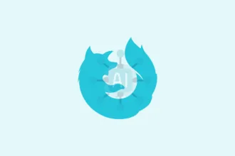 Logotipo estilizado do Firefox com símbolo de inteligência artificial ao centro