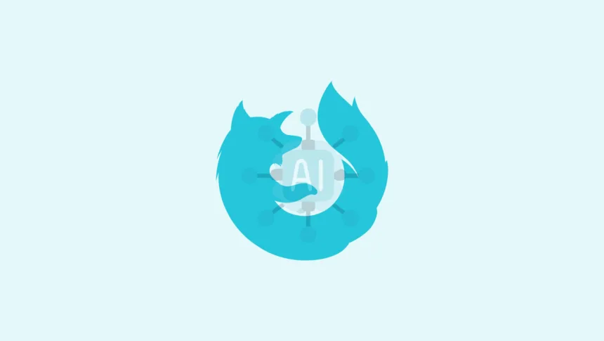 Logotipo estilizado do Firefox com símbolo de inteligência artificial ao centro