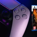 Visual do Gears of War Reloaded para PS5 com foco na mídia física e no controle