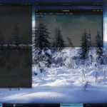 IceWM 3.8.0 com múltiplos terminais e monitoramento de CPU e memória no painel lateral.