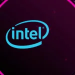 Logo da Intel em destaque com fundo gráfico futurista, representando o lançamento do Intel Compute-Runtime 25.22.33944.8.