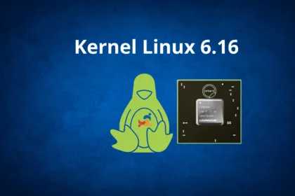 Logo do Linux e processador Loongson LS2K0500 representando as novidades do Kernel Linux 6.16 com suporte à arquitetura LoongArch