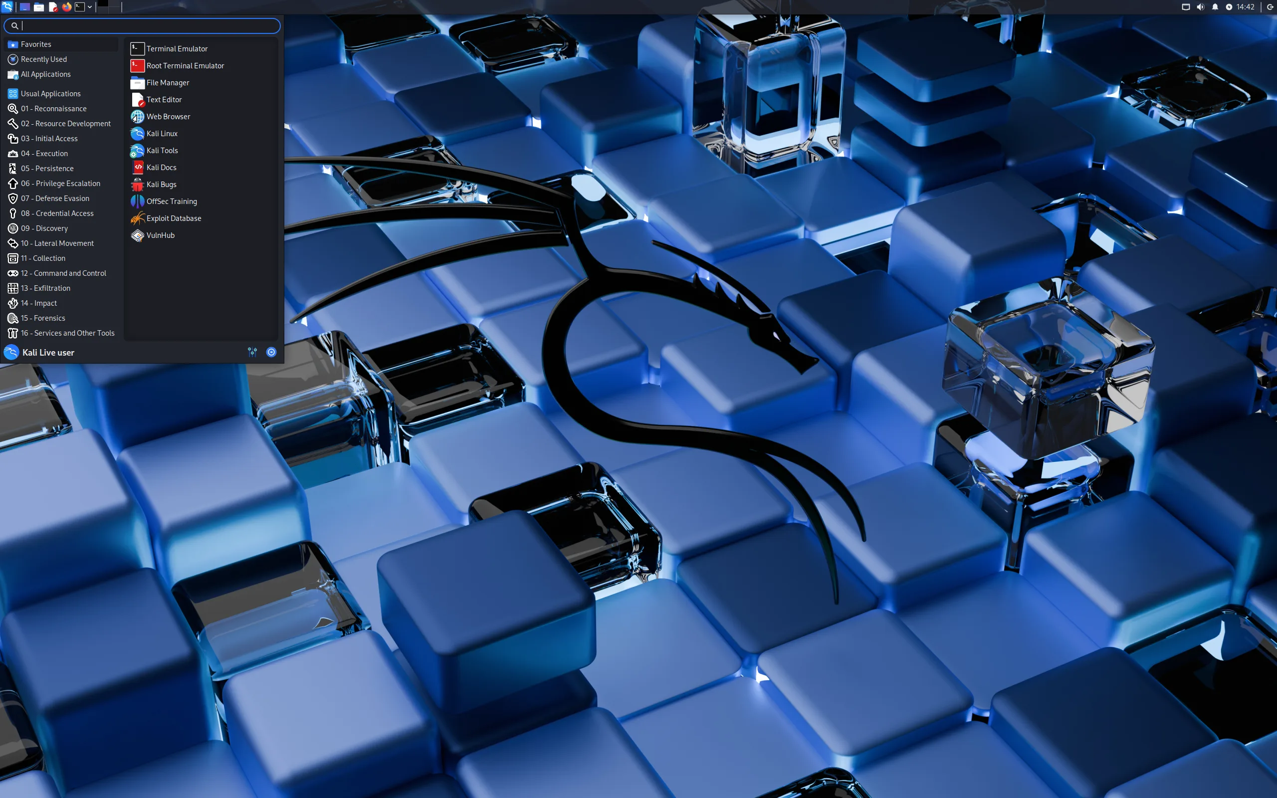 Menu do Kali Linux 2025.2 reorganizado pelo framework MITRE ATT&CK