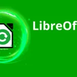 Logo do LibreOffice 25.2.4 com símbolo de atualização em destaque sobre fundo verde