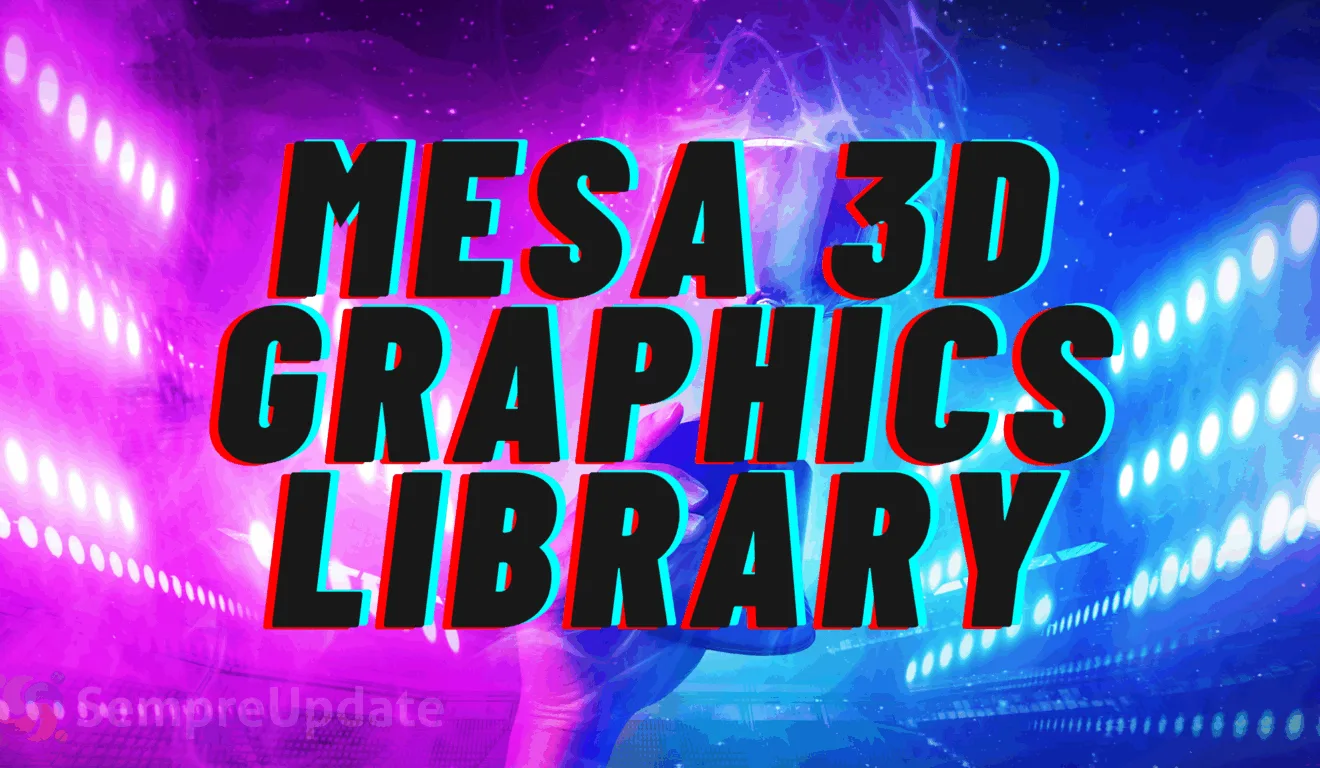 Logo da Mesa 3D Graphics Library com visual futurista, representando sua importância no ecossistema Linux