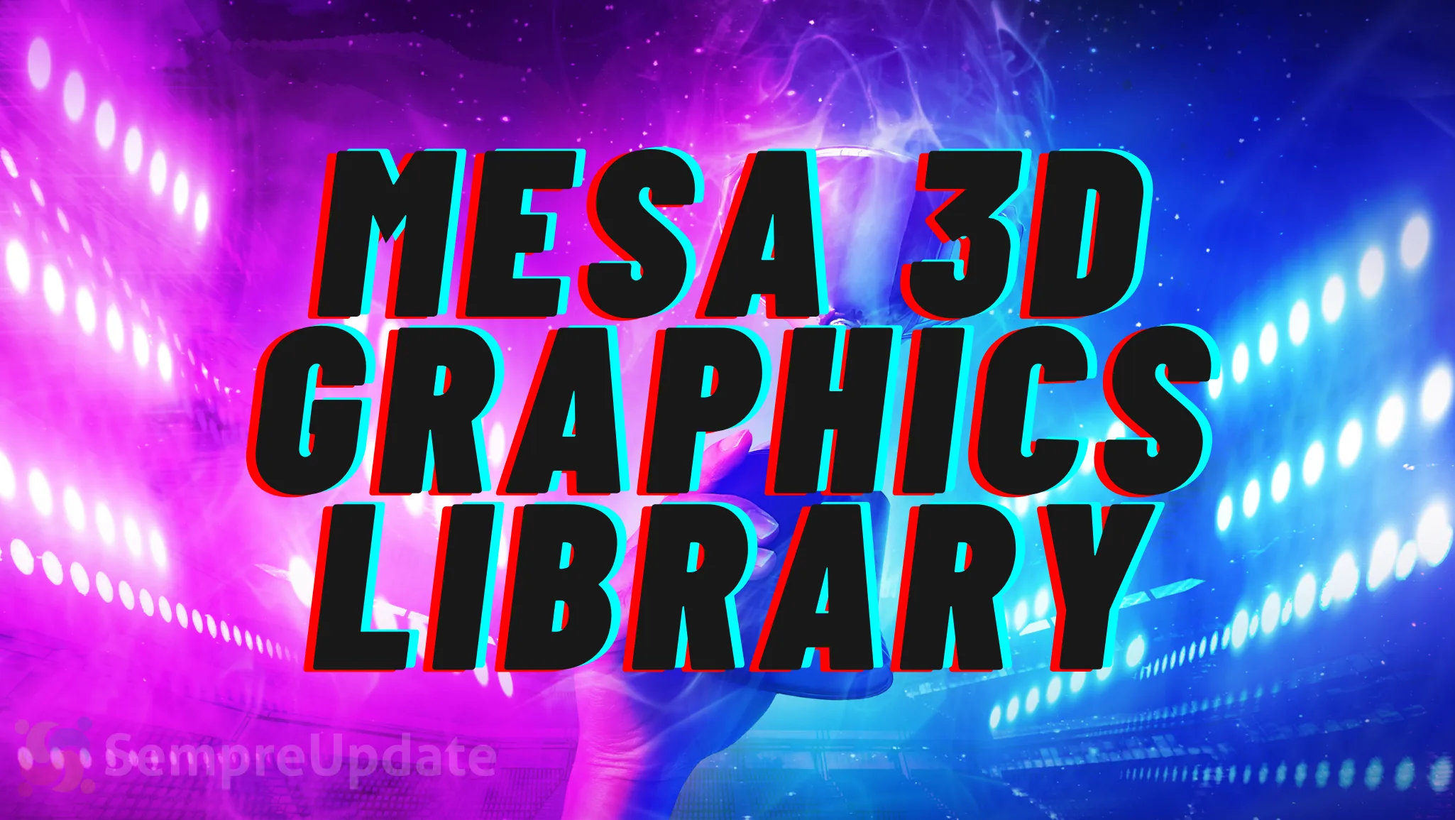 Logo da Mesa 3D Graphics Library com visual futurista, representando sua importância no ecossistema Linux