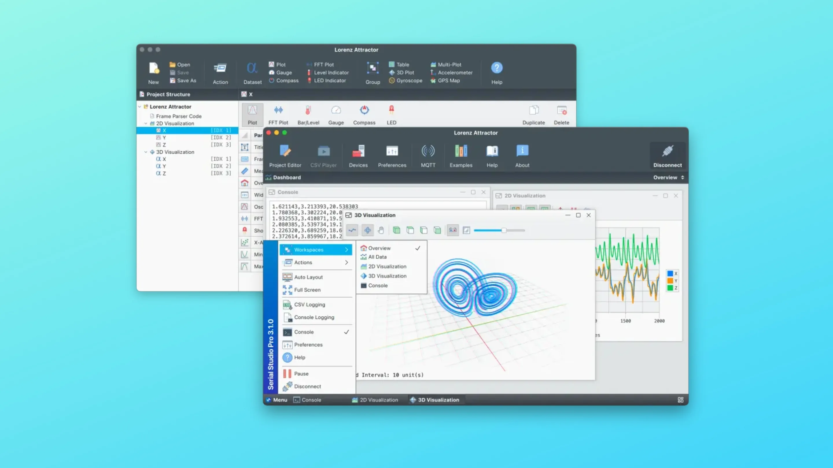Imagem com a interface do Serial Studio