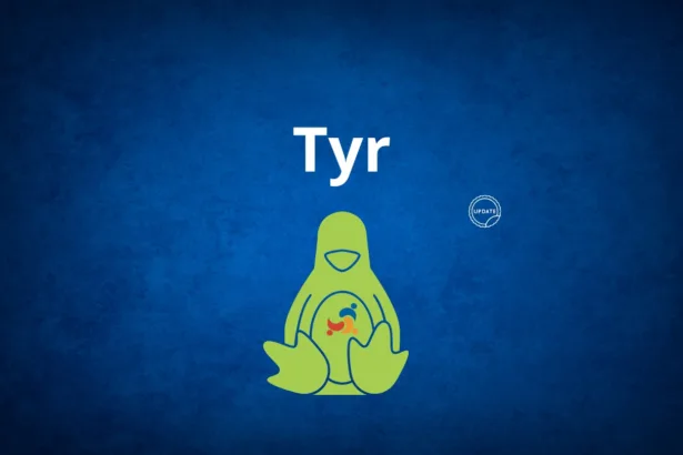 a blue background with a green bird and white text