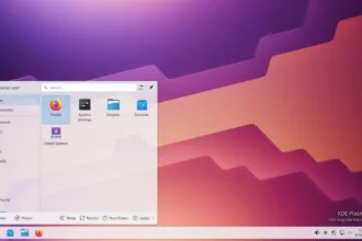 Interface do KDE Plasma 6.4 Dev com menu de aplicativos aberto, exibindo System Settings, Dolphin e Discover no ambiente Wayland