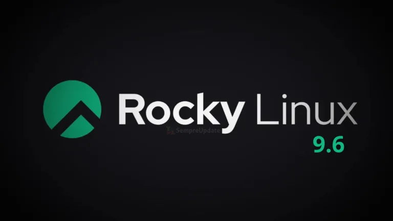 Logotipo do Rocky Linux com destaque para a versão 9.6