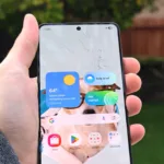 Galaxy S25 Edge em teste de queda mostrando rachaduras no vidro Gorilla Glass Ceramic 2