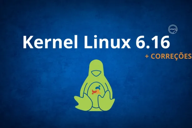 a blue background with a green penguin and white text