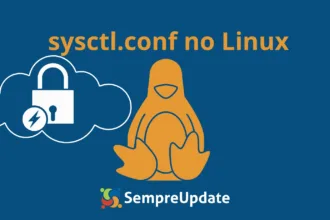 Ilustração do Tux com foco em segurança e desempenho configurados via sysctl.conf no Linux