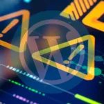 Alerta de segurança com ícones de atenção sobre fundo digital representando WordPress vulnerabilidades