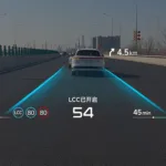 Visual do AR-HUD da XPeng projetado no para-brisa do SUV G7 com dados em realidade aumentada