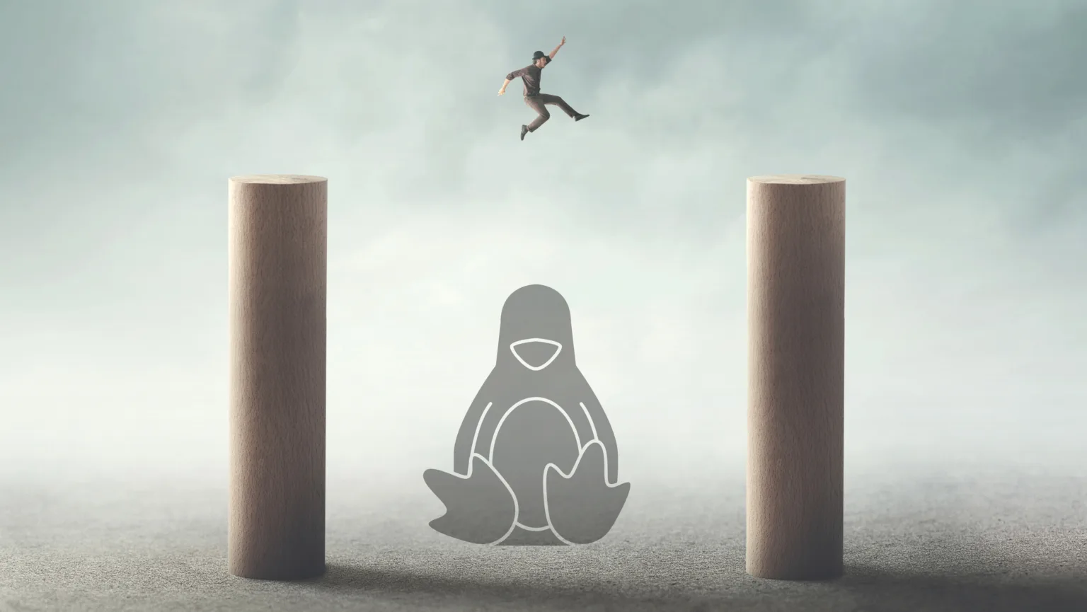 Ilustração conceitual dos limites do Linux, representando os lugares onde o Linux não roda