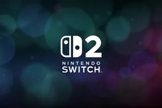 Console Nintendo Switch 2 ao lado da caixa do produto e tela exibindo o jogo Mario Kart World, simbolizando expectativa por novos lançamentos da Nintendo.