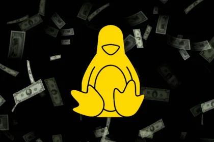 Ilustração do mascote do Linux cercado por dinheiro, representando a dúvida se o Kernel Linux já foi pago