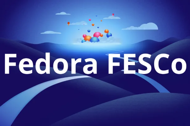 Logo do Fedora sobre fundo estilizado que representa aceleração do boot com zstd.