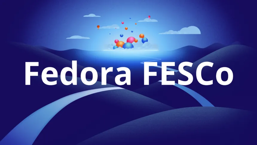 Logo do Fedora sobre fundo estilizado que representa aceleração do boot com zstd.