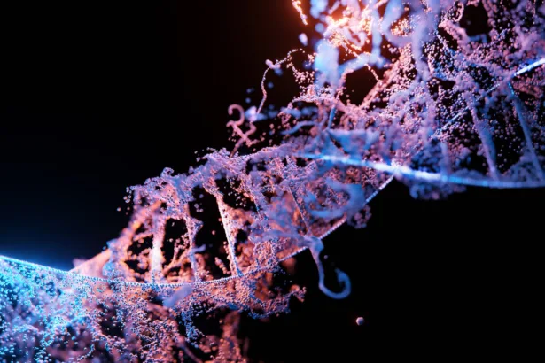Representação visual da inovação como DNA digital, simbolizando o Fedora como campo de testes da Red Hat para tecnologias que moldam o Linux corporativo.