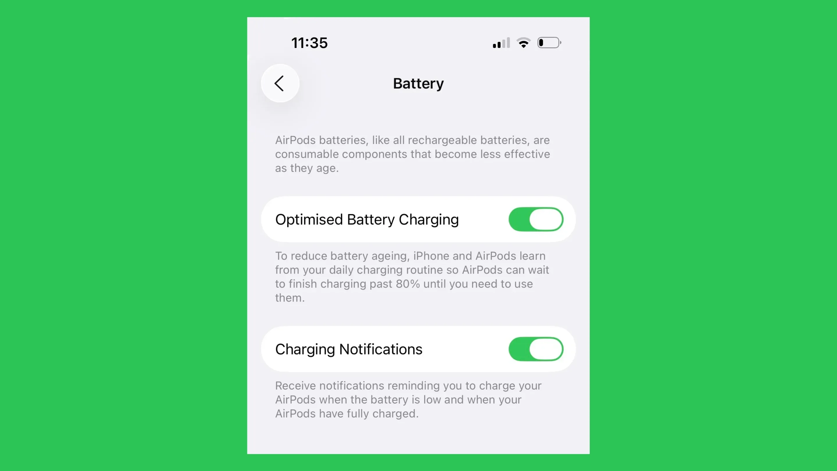 iOS 16 bateria AirPods