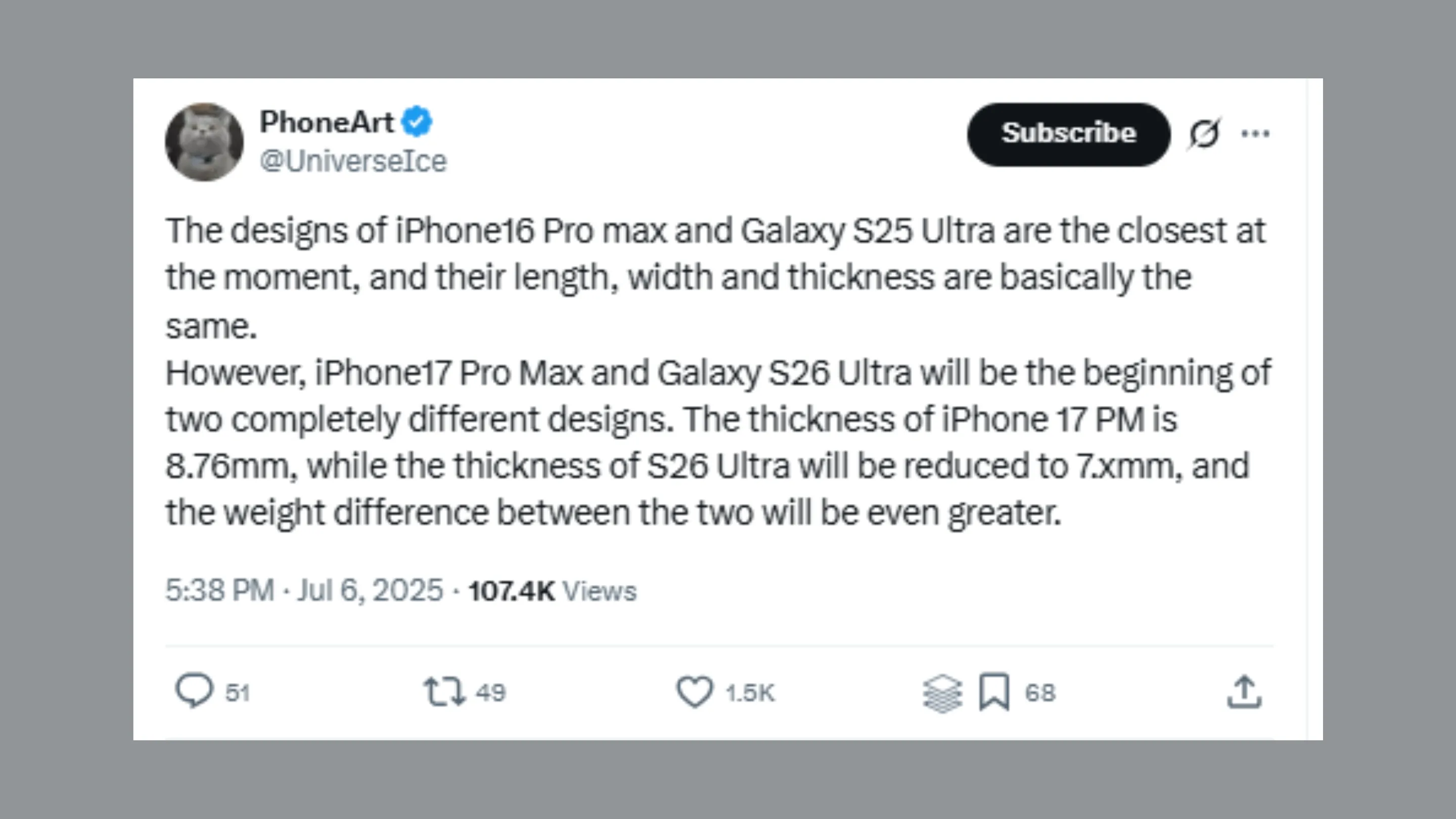 iPhone 17 Pro Max mais grosso