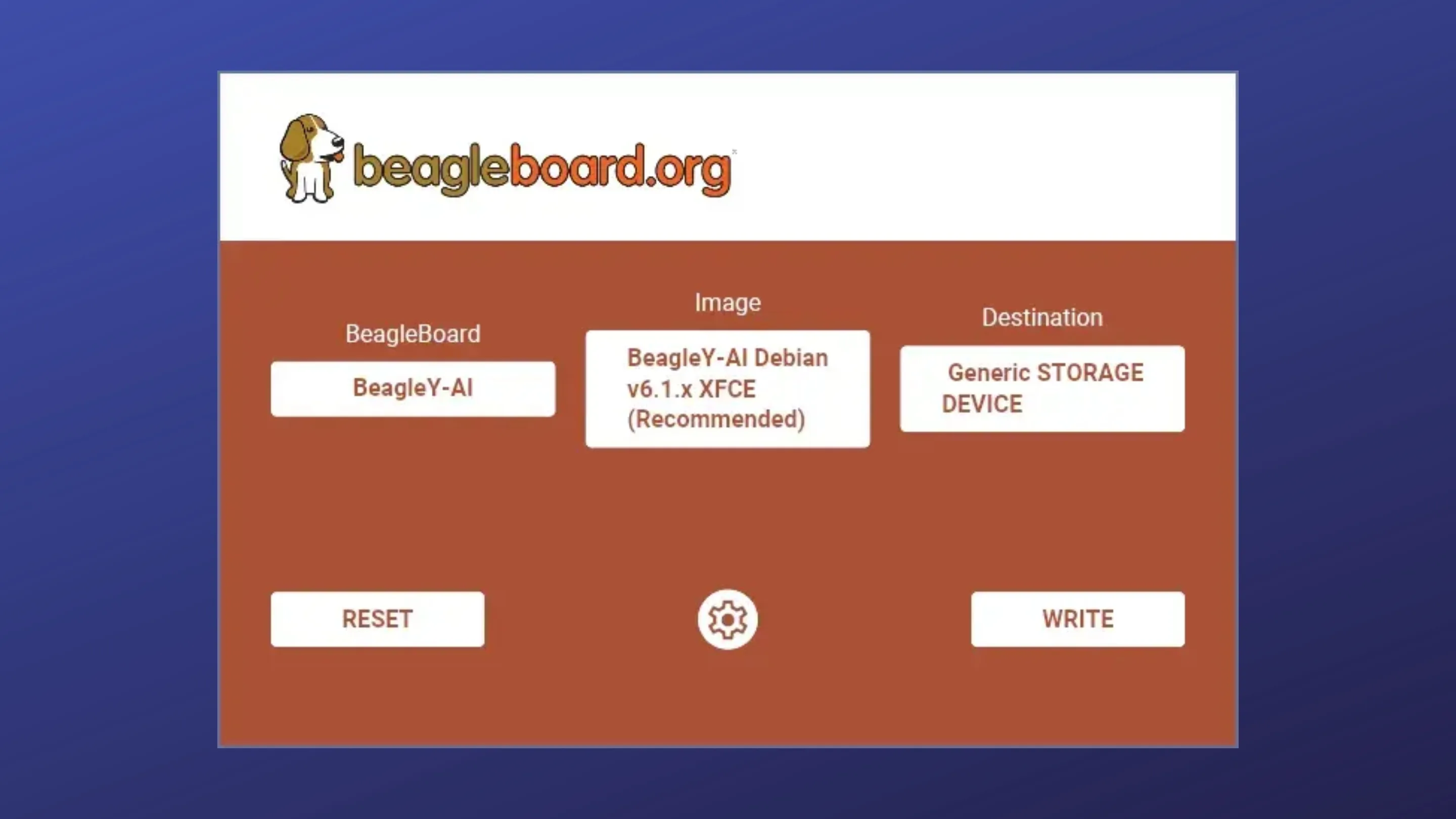 Imagem com a interface do BeagleBoard Imager