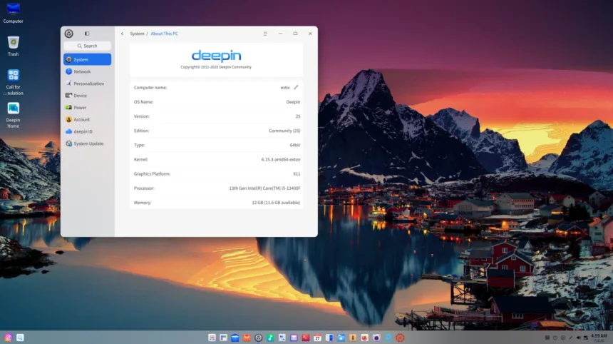 ExTiX Deepin 25.7 Live com Firefox e Netflix em execução no desktop