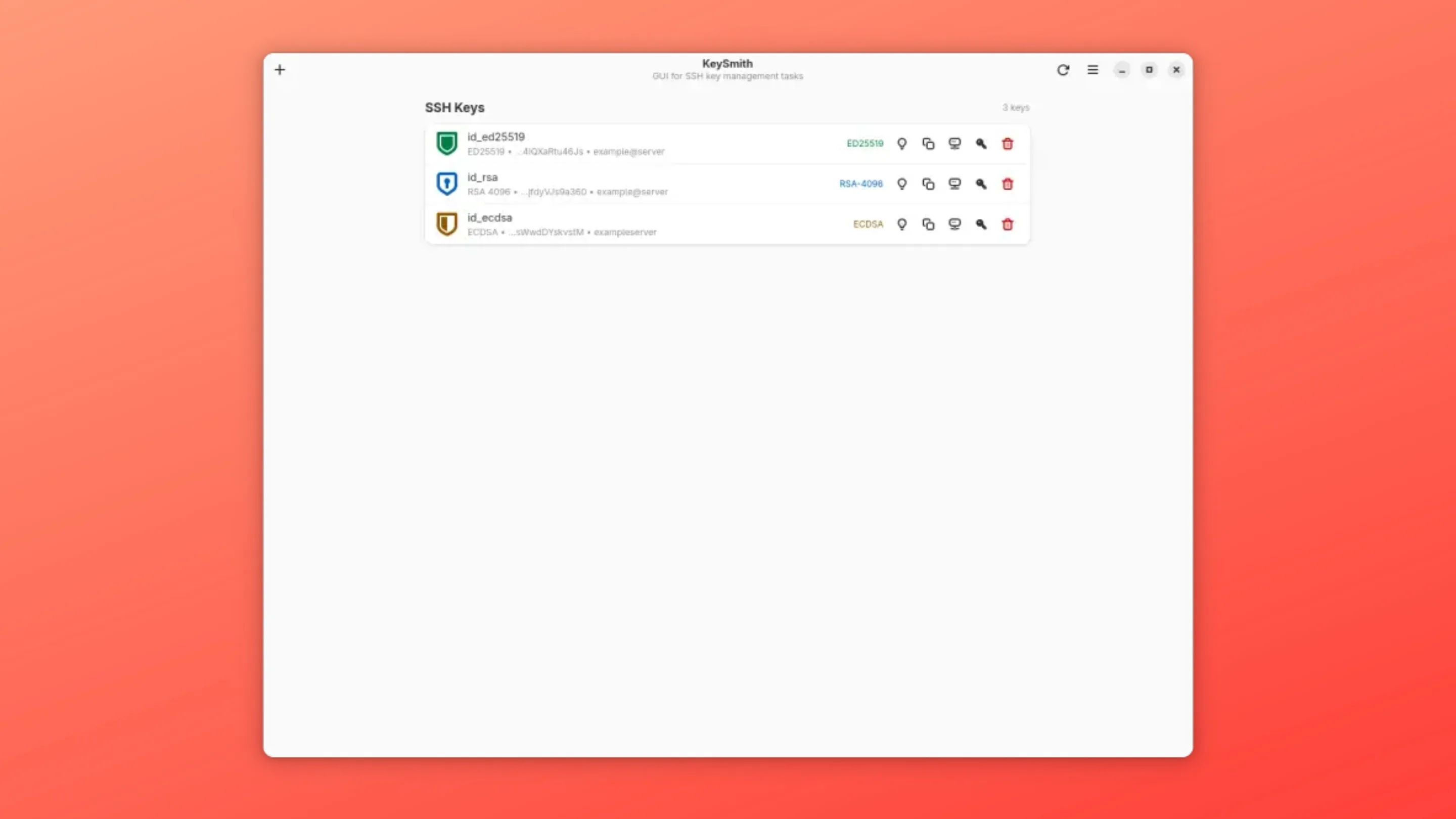 Imagem com a interface do Keysmith