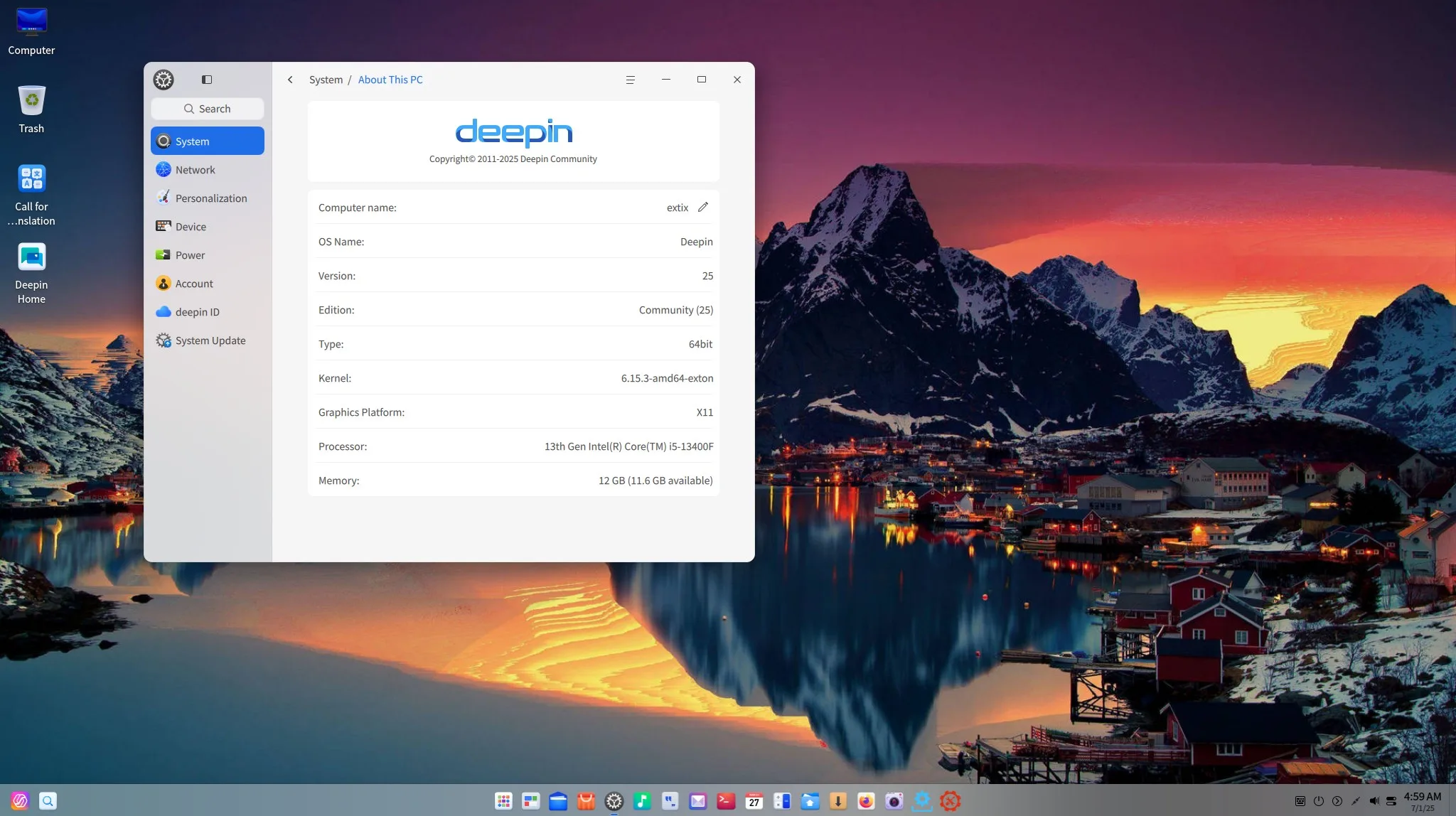ExTiX Deepin 25.7 Live com Firefox e Netflix em execução no desktop