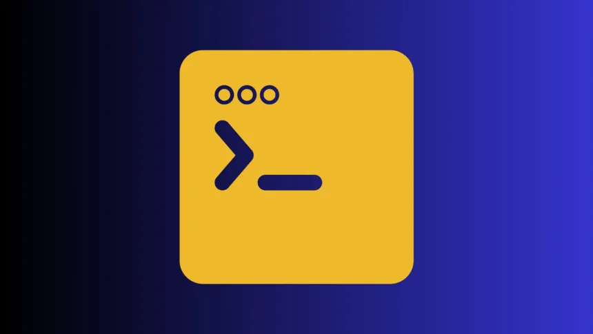 Ícone de terminal em destaque representando o Linux sem interface gráfica durante a era texto puro