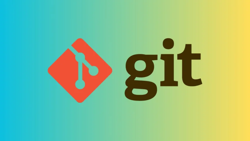 Imagem do logo do Git com fundo colorido, representando o uso do Git no Linux para controle de versão e colaboração em código aberto
