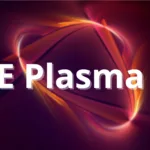 Logo KDE Plasma 6.5 sobre fundo abstrato, destacando visual moderno da nova versão do ambiente Linux”