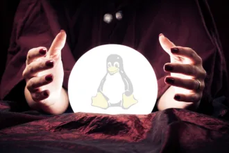 Tendências do desktop Linux representadas simbolicamente em imagem futurista