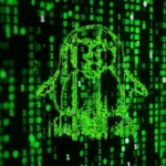 terminal Linux com efeito Matrix gerado pelo cmatrix