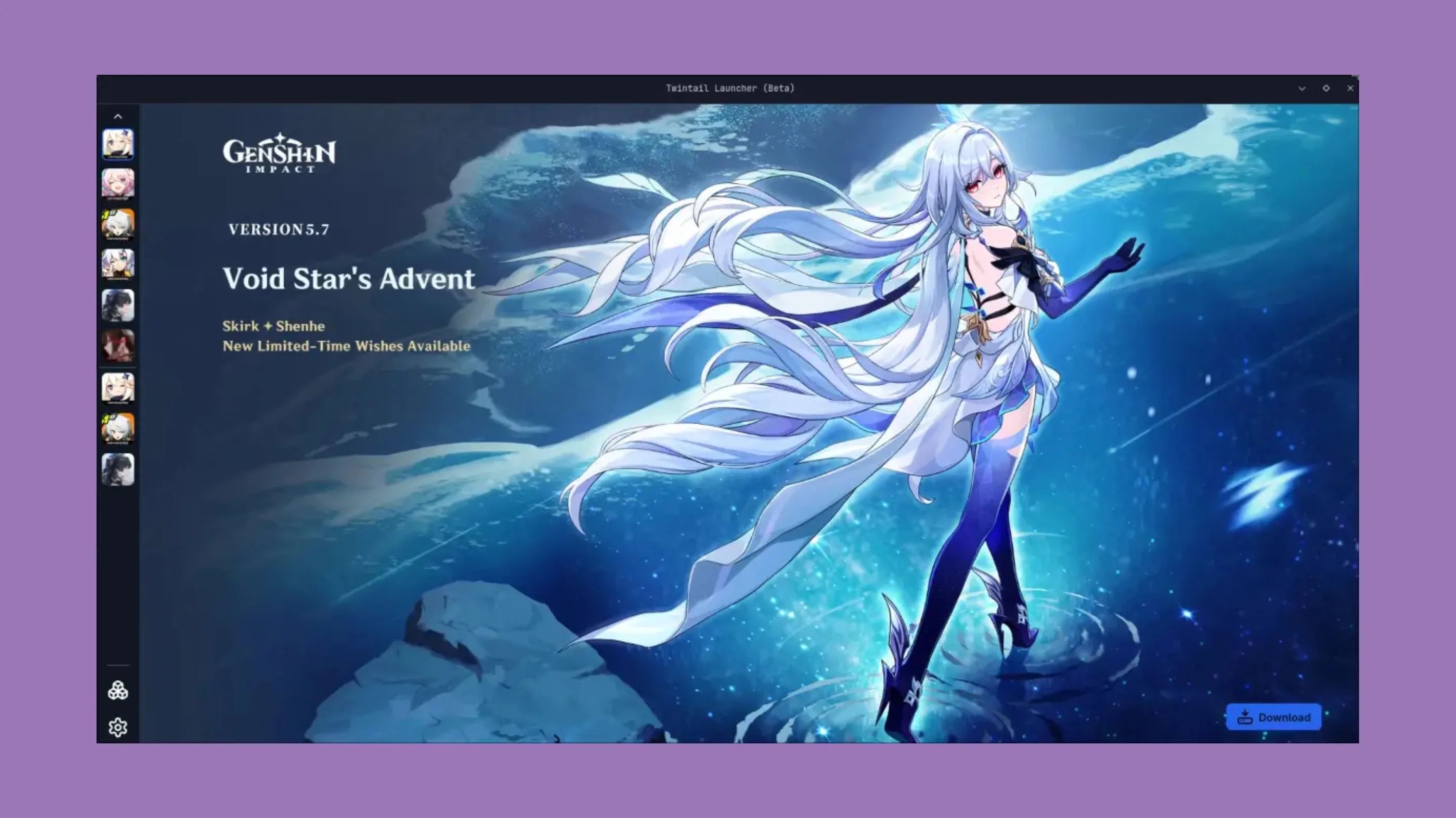 Imagem com a interface do Twintail Launcher