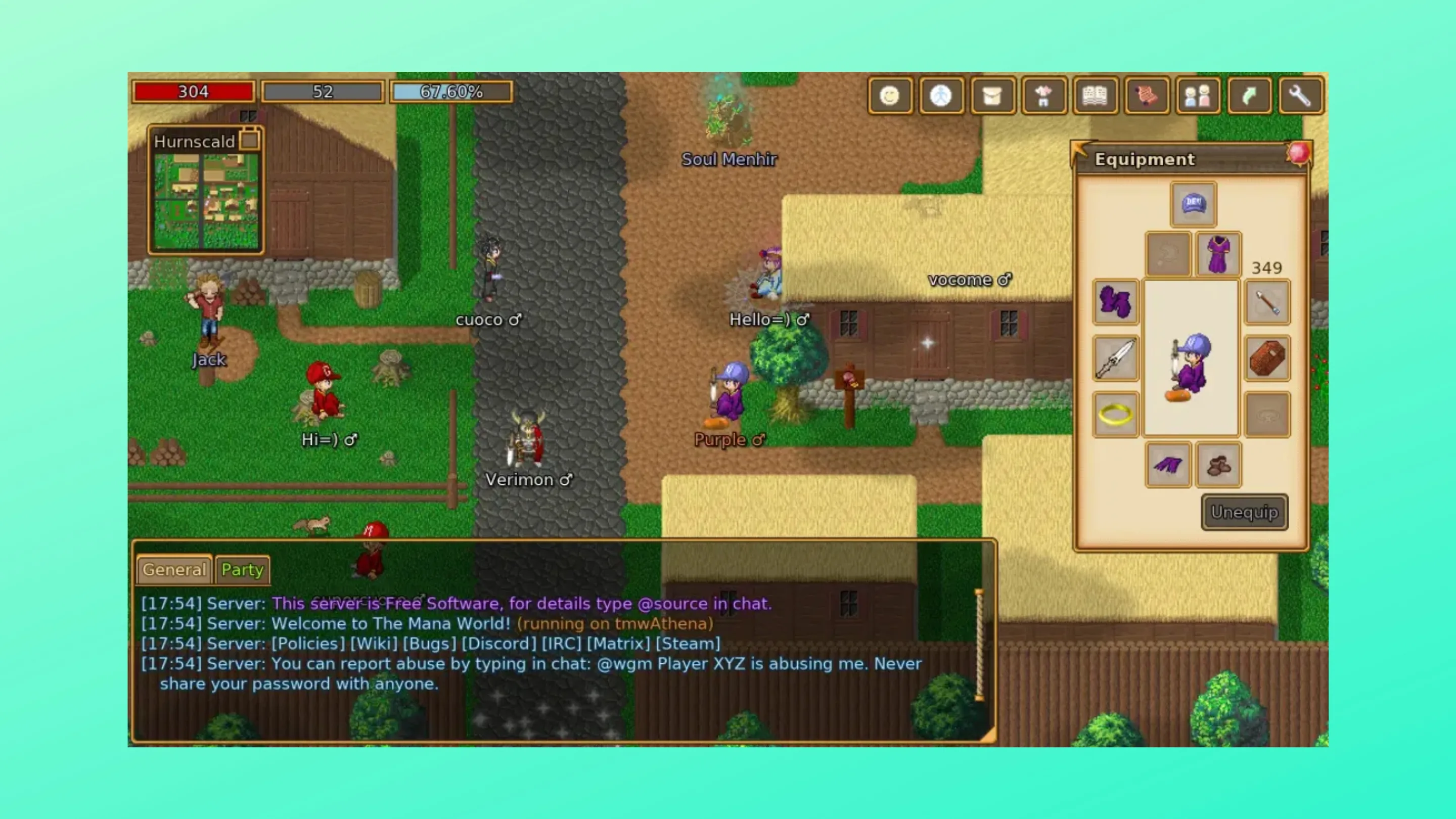 Imagem com a interface do The Mana Client
