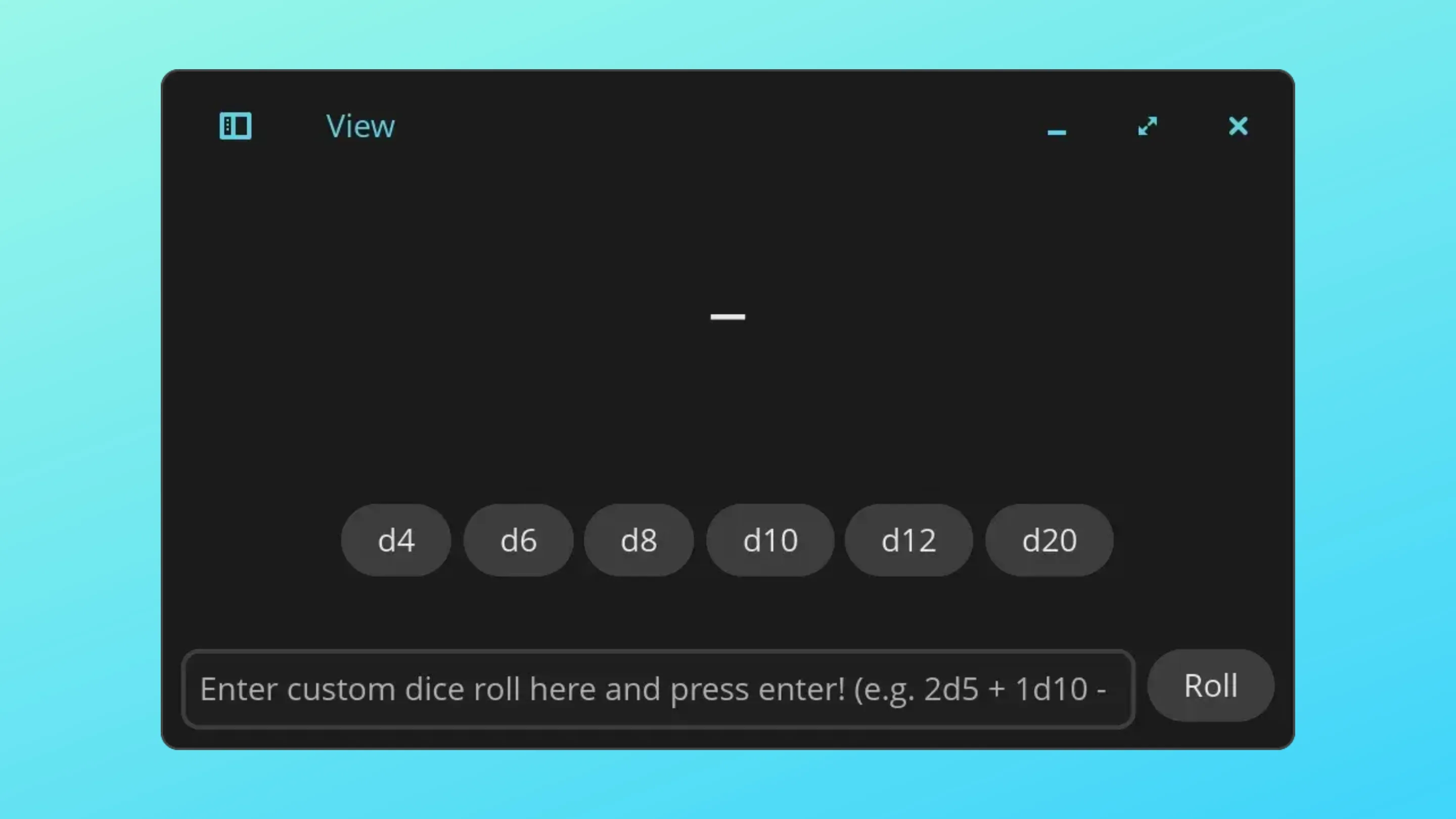 Imagem com a interface do DND Dice Roller